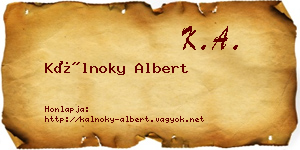 Kálnoky Albert névjegykártya